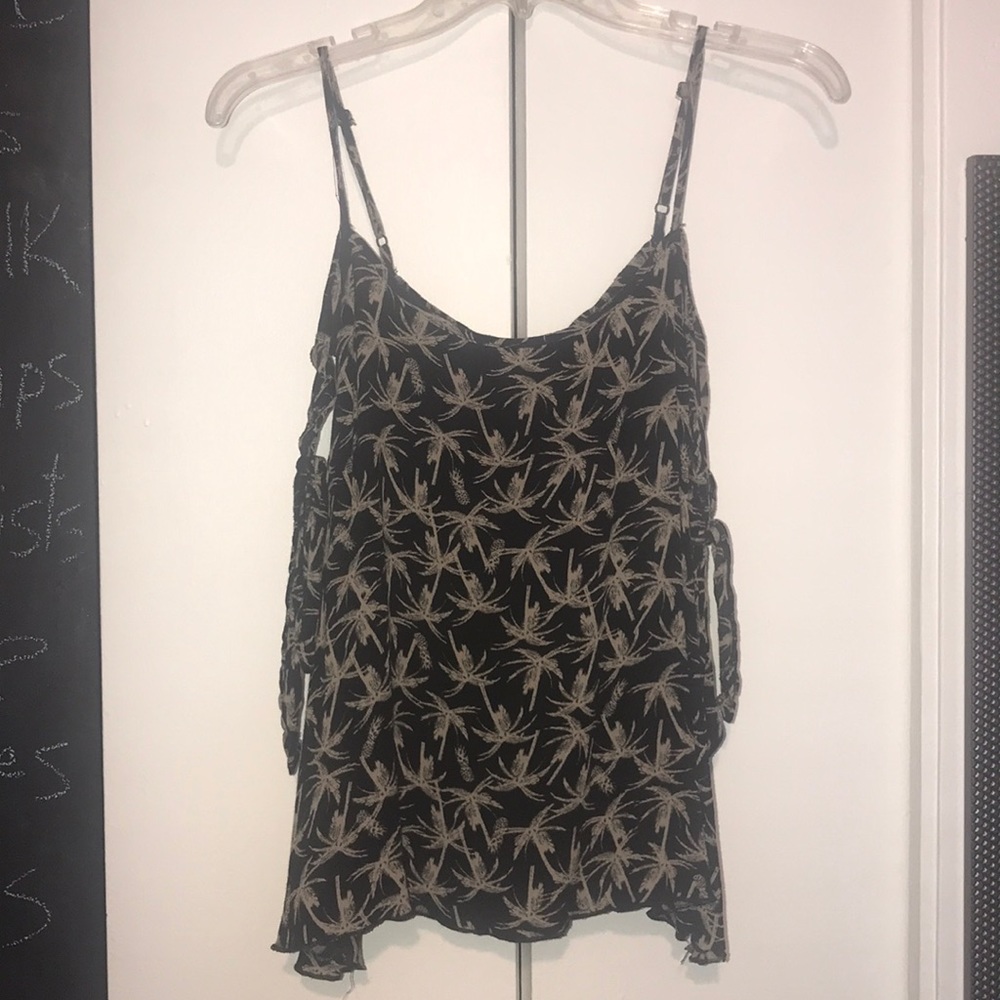 Black tank top with palm tree design